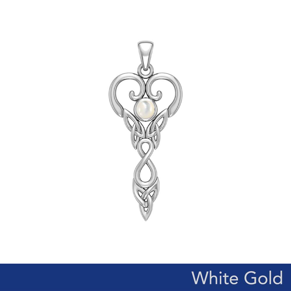 Celtic Infinity Goddess with Birthstone Solid White Gold Pendant WPD5960 - Jewelry