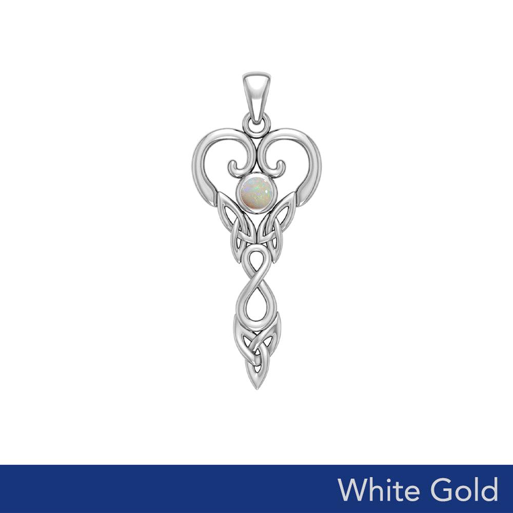 Celtic Infinity Goddess with Birthstone Solid White Gold Pendant WPD5960 - Jewelry