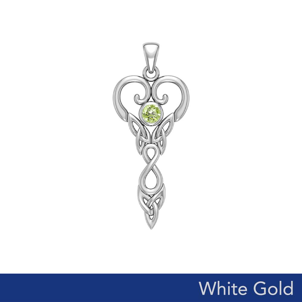 Celtic Infinity Goddess with Birthstone Solid White Gold Pendant WPD5960 - Jewelry