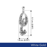 Steampunk Celtic Phoenix Solid White Gold Pendant WPD6000 - Jewelry