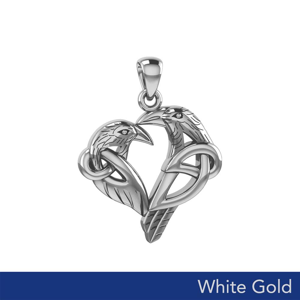Love of The Mythical Celtic Heart Raven White Gold Jewelry Pendant WPD6025 - Jewelry
