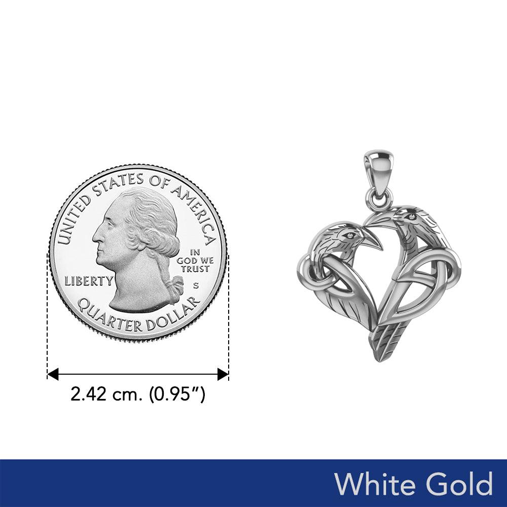 Love of The Mythical Celtic Heart Raven White Gold Jewelry Pendant WPD6025 - Jewelry