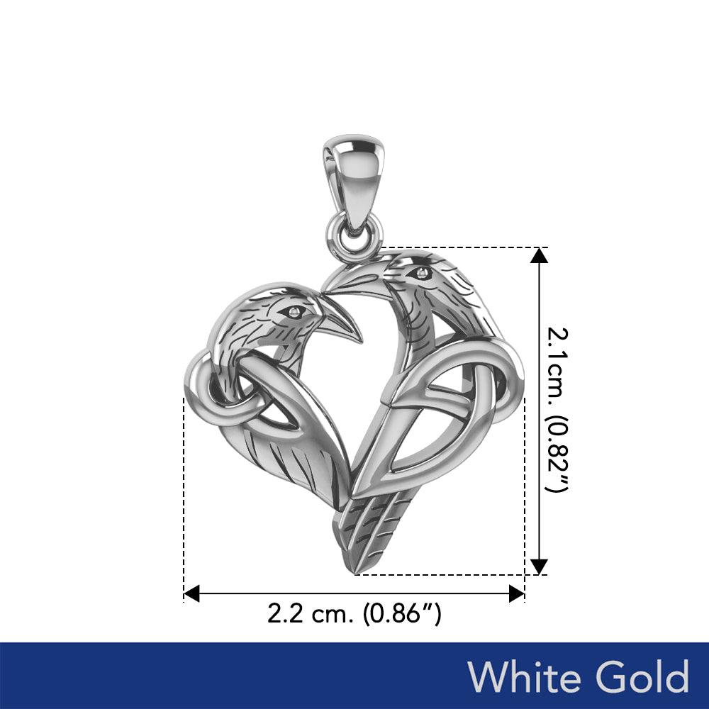 Love of The Mythical Celtic Heart Raven White Gold Jewelry Pendant WPD6025 - Jewelry