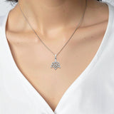 Celtic Whale Tail And Double Heart Solid White Gold Pendant WPD6055