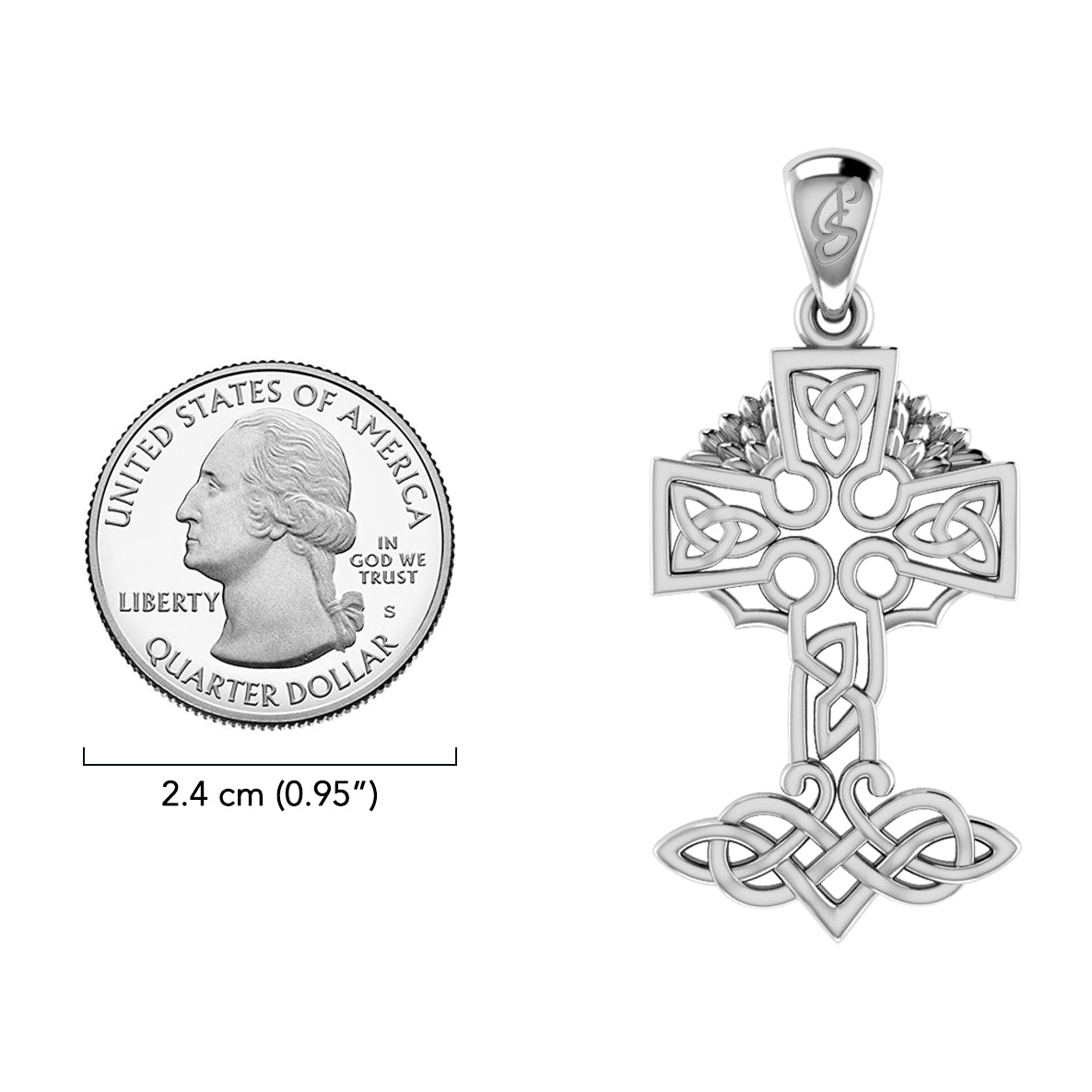 Celtic Tree of Life Irish Cross 14 Karat Solid Gold Pendant GPD6123