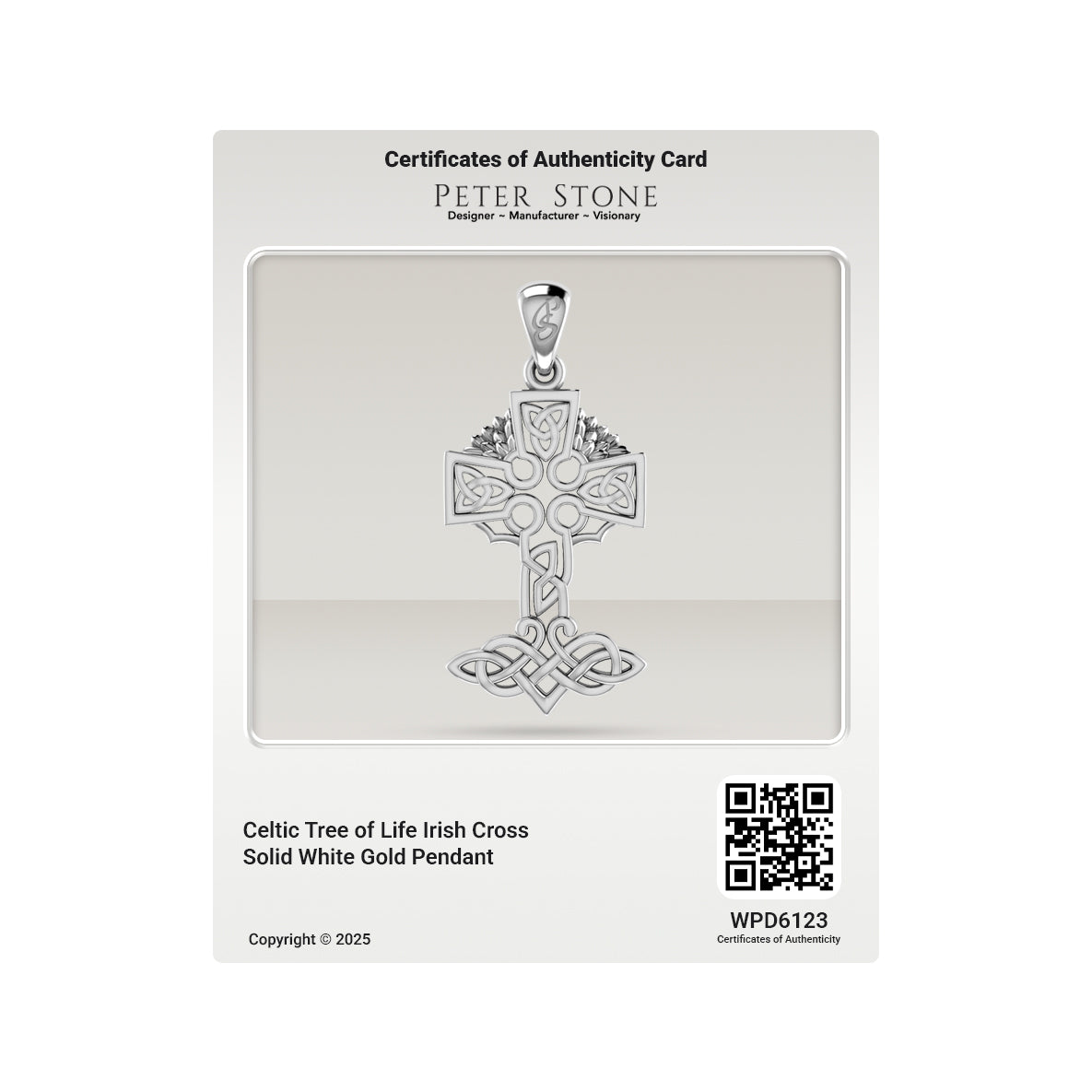 Celtic Tree of Life Irish Cross 14 Karat Solid Gold Pendant GPD6123