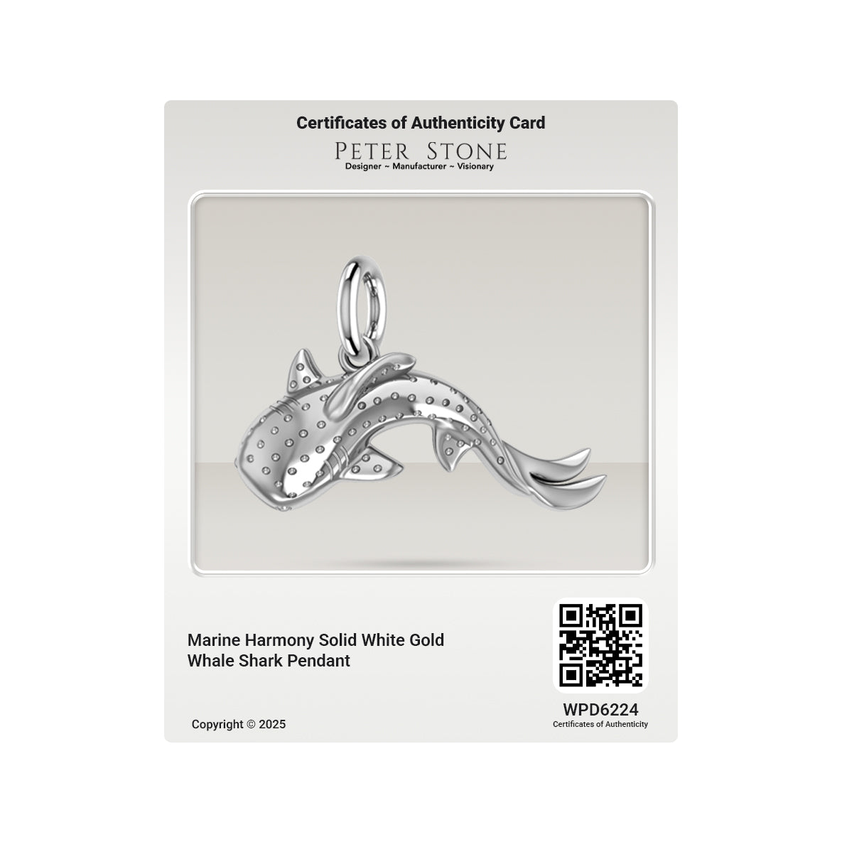 Marine Harmony Whale Shark Solid Gold Pendant GPD6224