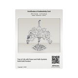 Tree of Life with Peace and Faith Symbols Solid Gold Pendant GPD6364