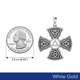 Templar Cross with AA Symbol Solid White Gold Pendant WPD6376