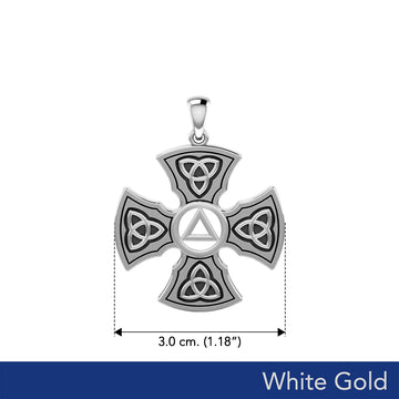 Templar Cross with AA Symbol Solid White Gold Pendant WPD6376