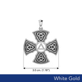 Templar Cross with AA Symbol Solid White Gold Pendant WPD6376