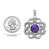 Ouroboros Snake with Celtic Knot Solid Gold Pendant with Gem