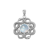 Ouroboros Snake with Celtic Knot Solid Gold Pendant with Gem
