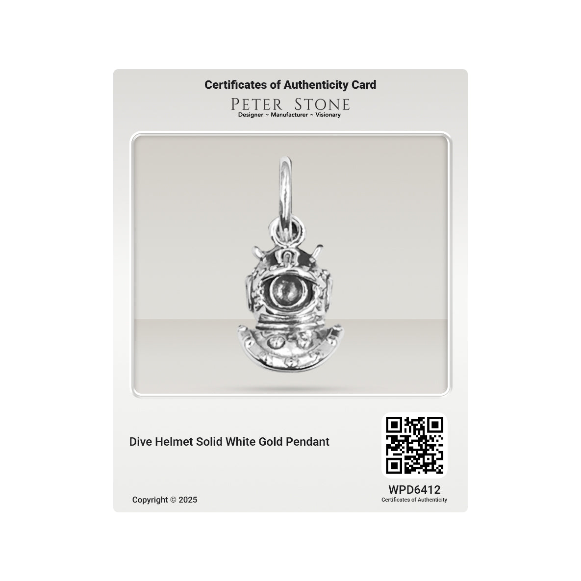 Dive Helmet Solid Gold Pendant GPD6412