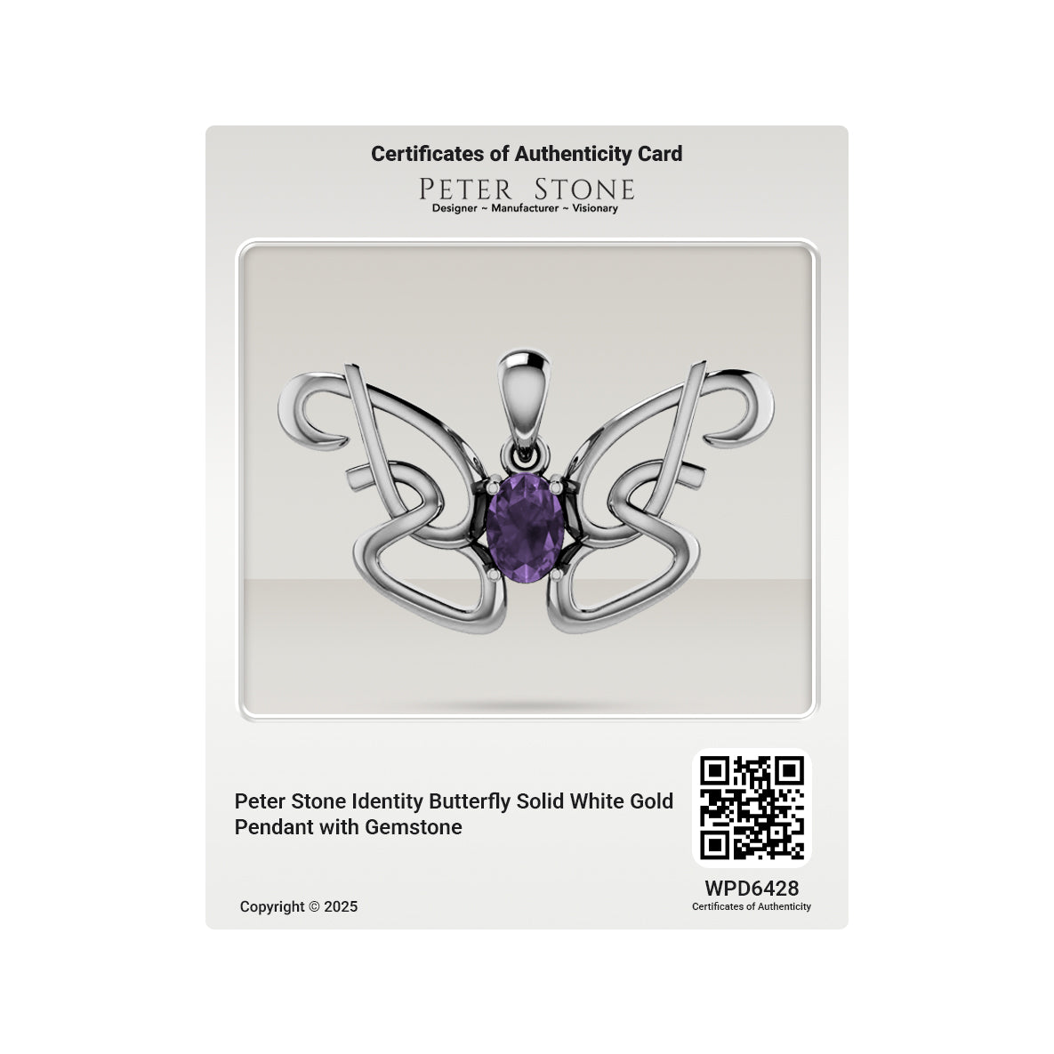 Peter Stone Identity Butterfly Solid Gold Pendant with Gemstone GPD6428