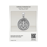Triple Snake with Celtic Heart Solid Gold Pendant GPD6429