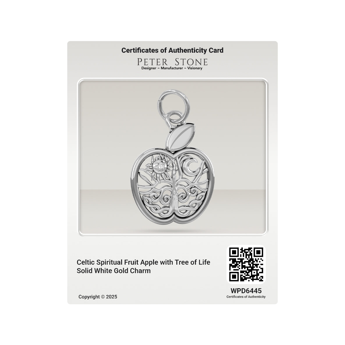 Celtic Spiritual Fruit Apple with Tree of Life Solid Gold Charm GPD6445
