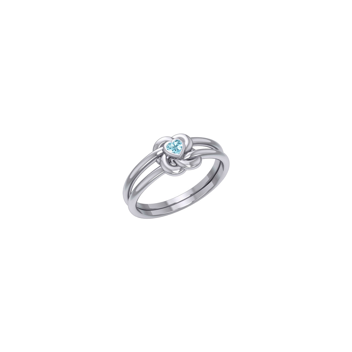 Celtic Knotwork Solid White Gold Ring With Heart Gemstone WRI2308