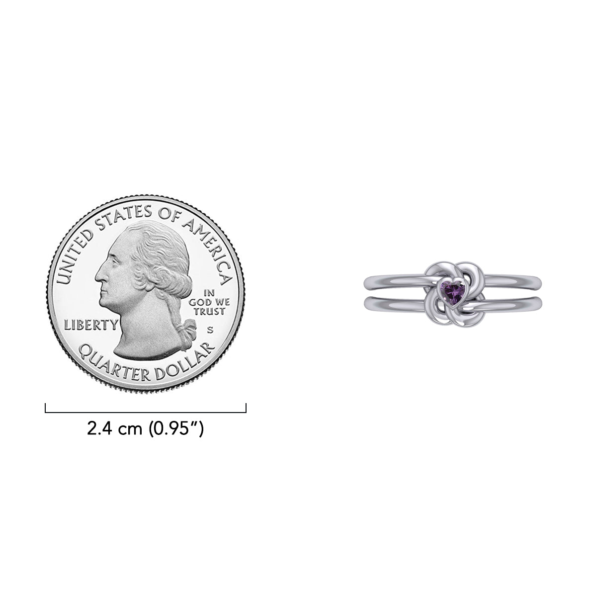 Celtic Knotwork Solid White Gold Ring With Heart Gemstone WRI2308