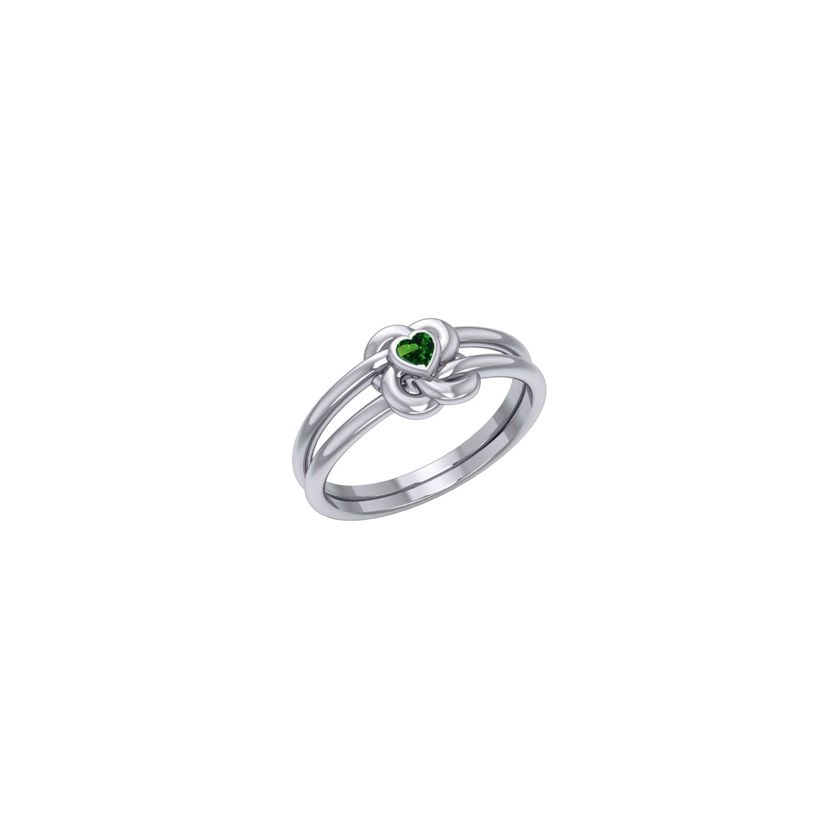 Celtic Knotwork Solid White Gold Ring With Heart Gemstone WRI2308