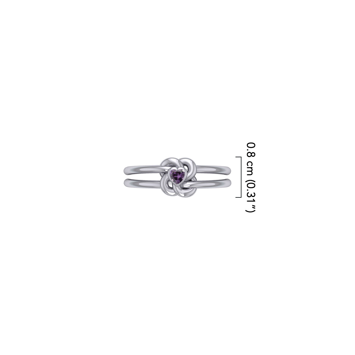 Celtic Knotwork Solid White Gold Ring With Heart Gemstone WRI2308