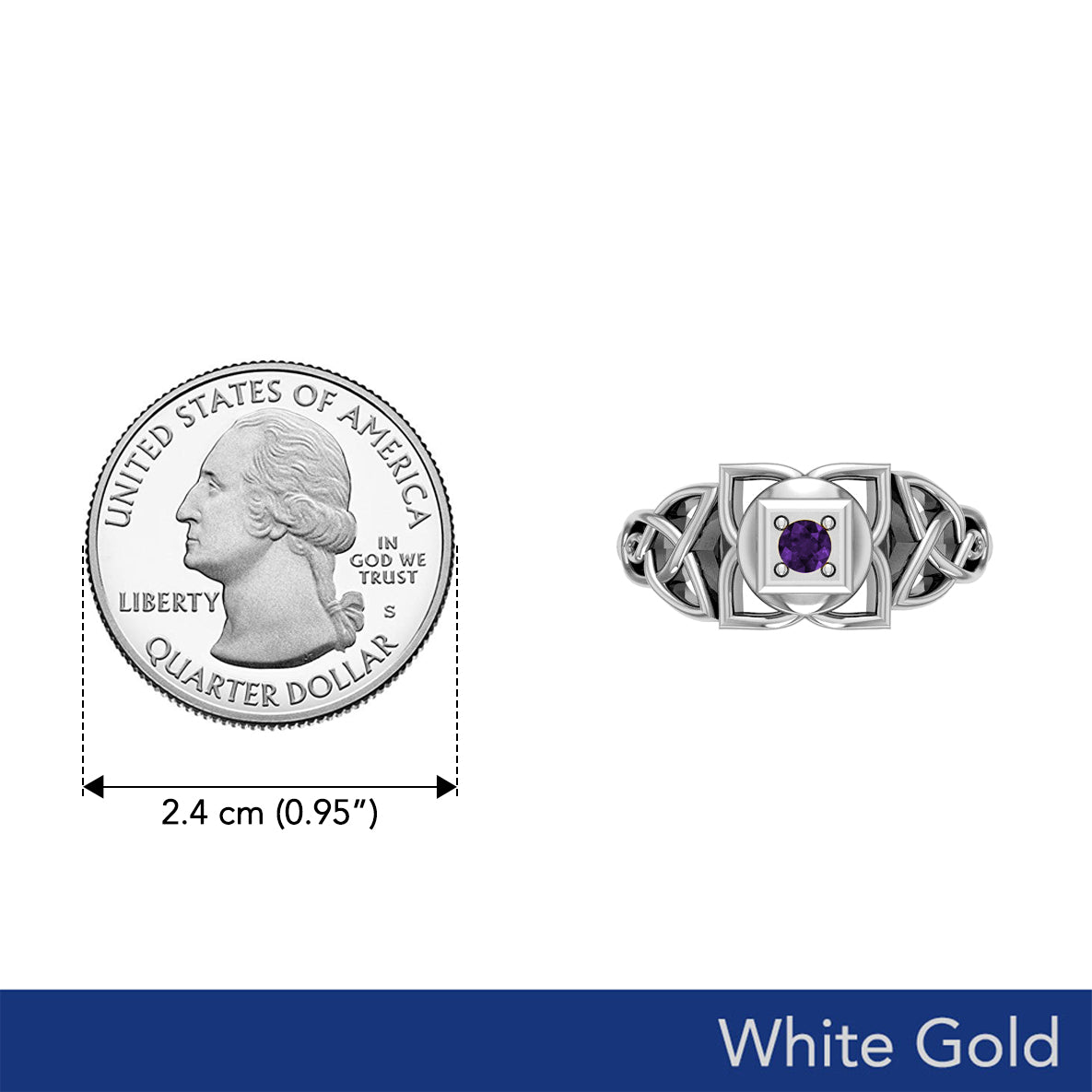 Muladhara Root Chakra with Celtic Designs Solid White Gold Ring WRI2351