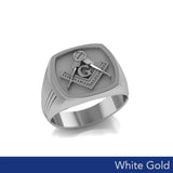 Masonic Solid White Gold Men Ring WRI2411 - Jewelry