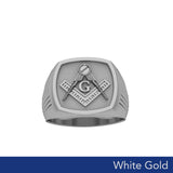 Masonic Solid White Gold Men Ring WRI2411