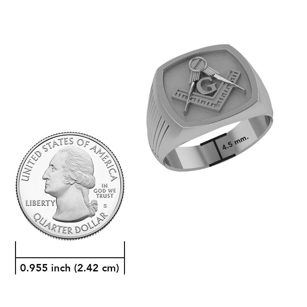 Masonic Solid White Gold Men Ring WRI2411 - Jewelry