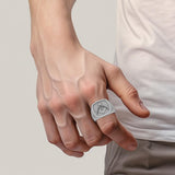 Masonic Solid White Gold Men Ring WRI2411 - Jewelry