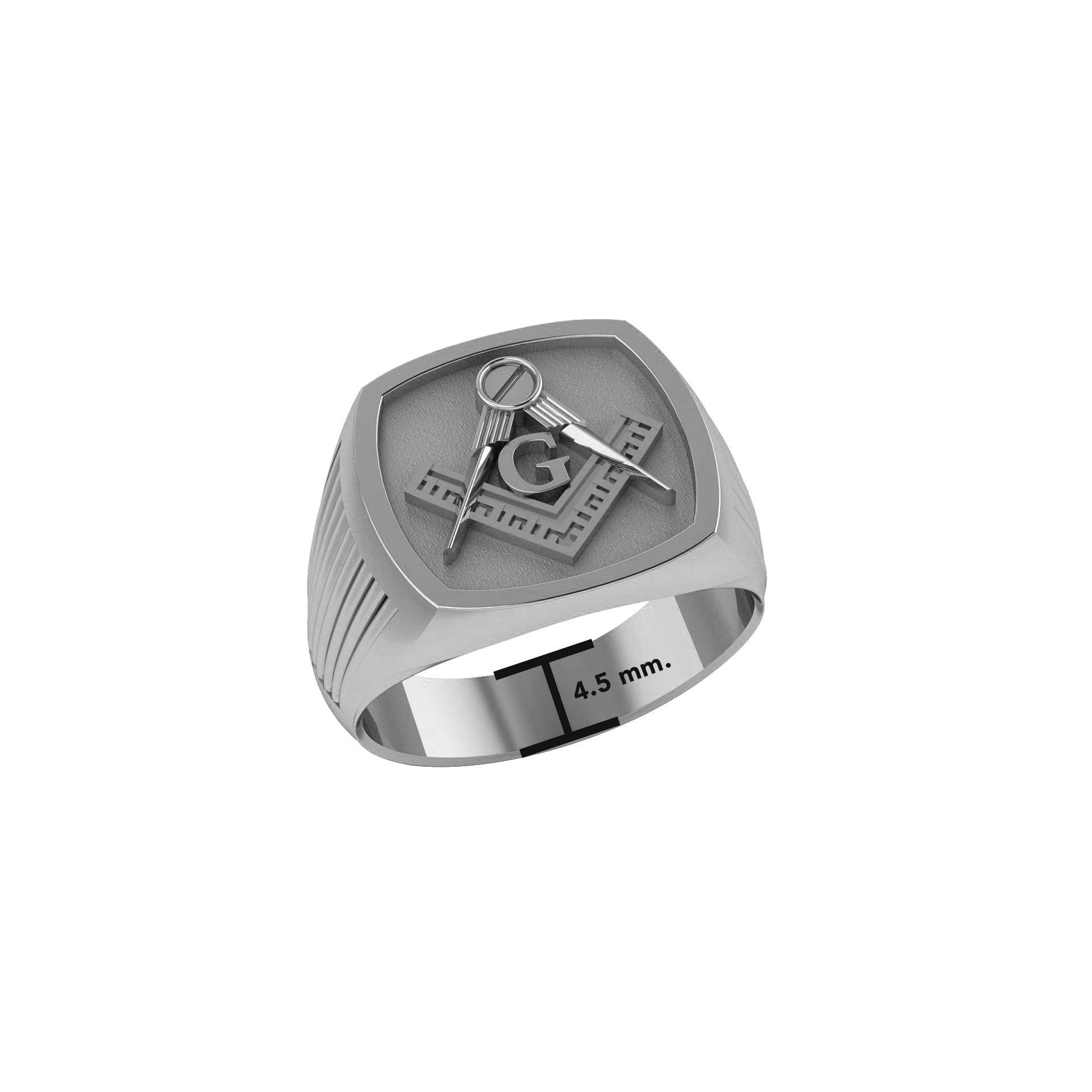 Masonic Solid White Gold Men Ring WRI2411 - Jewelry