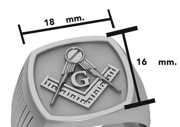 PeterStone: Compass Square Freemason Masonic Solid White Gold Men 