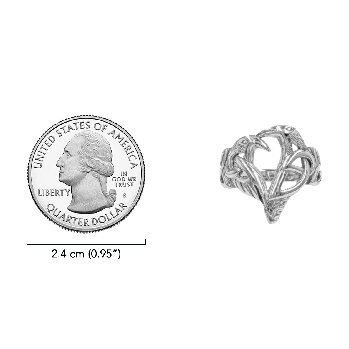 Love of The Mythical Celtic Heart Raven Solid Gold Ring GRI2565