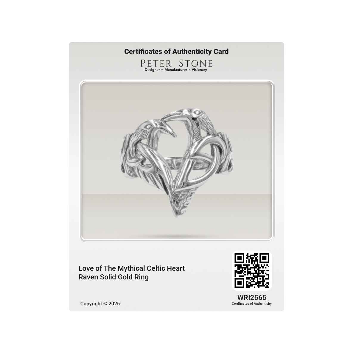 Love of The Mythical Celtic Heart Raven Solid Gold Ring GRI2565