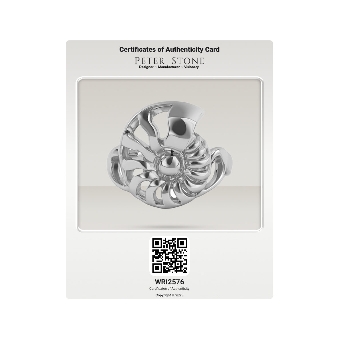 DiveSilver Nautilus and Wave Solid Gold Ring GRI2576