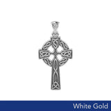 Celtic Knotwork Cross White Gold Pendant WTP037 - Jewelry