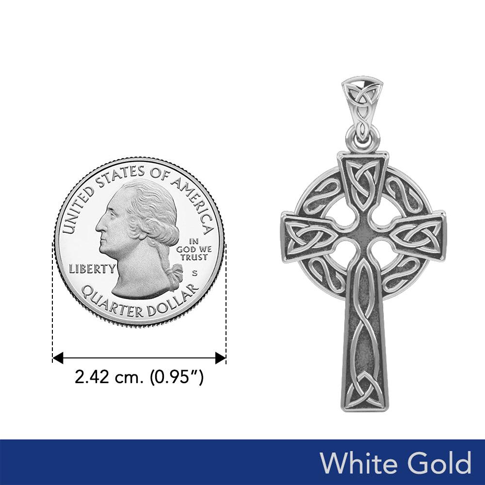 Celtic Knotwork Cross White Gold Pendant WTP037 - Jewelry