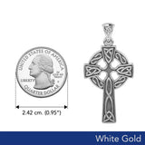 Celtic Knotwork Cross White Gold Pendant WTP037 - Jewelry