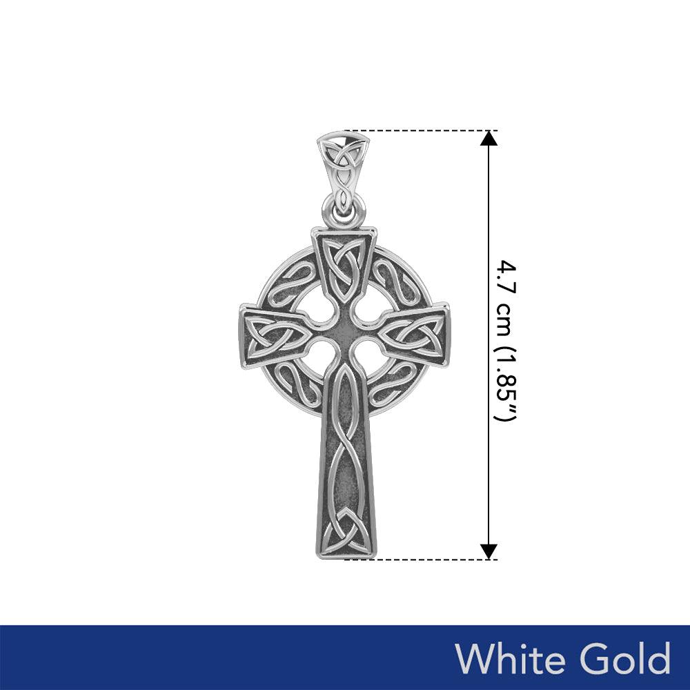 Celtic Knotwork Cross White Gold Pendant WTP037 - Jewelry
