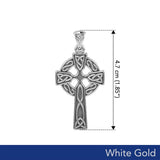 Celtic Knotwork Cross White Gold Pendant WTP037 - Jewelry