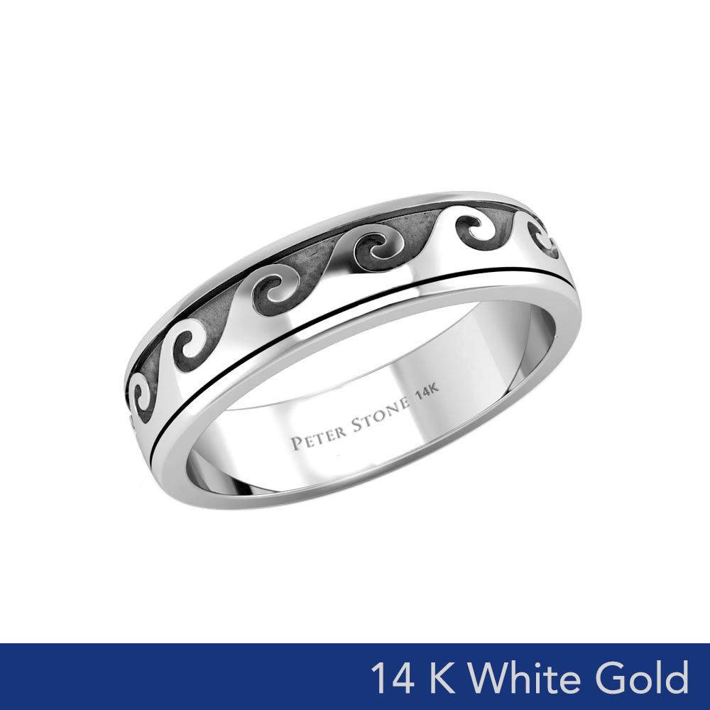 Wave Curl 14K White Gold Spinner Ring WTR1674 - Jewelry