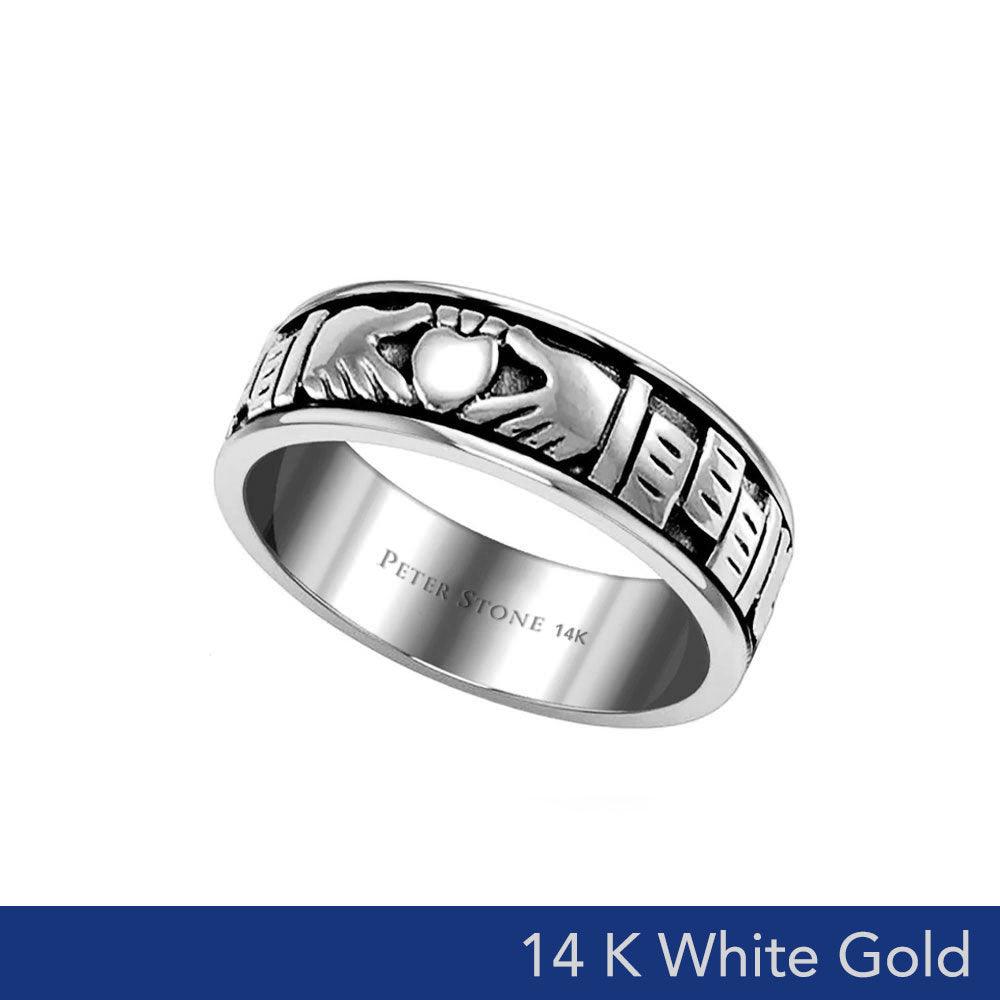 Irish Claddagh 14K White Gold Spinner Ring WTR1681 - Jewelry