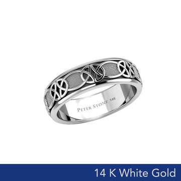 Celtic Knotwork 14K White Gold Spinner Ring WTR1685 - Jewelry