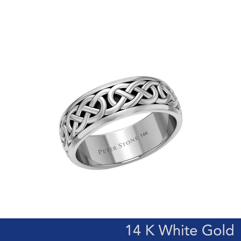 Celtic Knotwork 14K White Gold Spinner Band Ring WTR1687 - Jewelry
