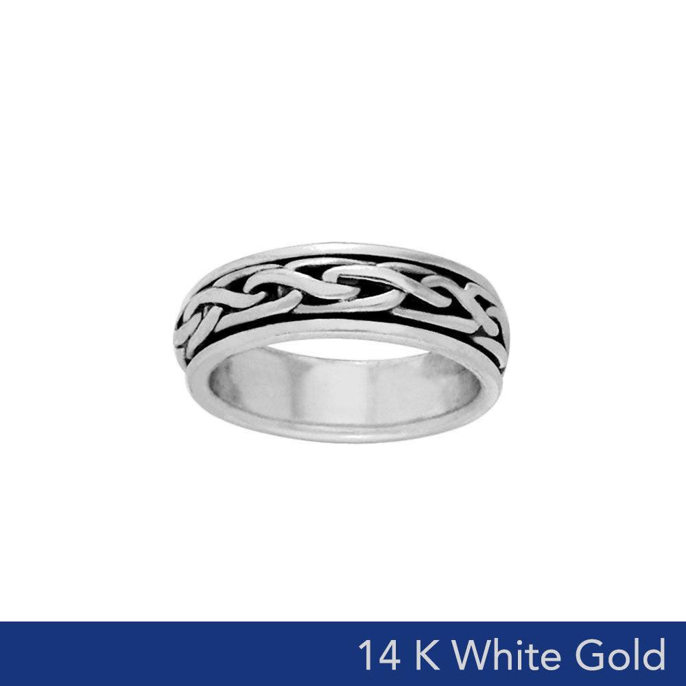 Celtic Knotwork 14K White Gold Spinner Ring WTR1693 - Jewelry
