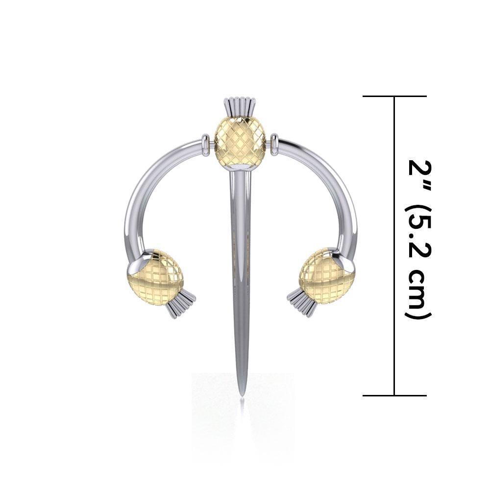 A resilient Irish pride ~ Sterling Silver Goddess Danu-inspired Thistle Pendant Jewelry with 14k Gold accent MPD1234 - Jewelry