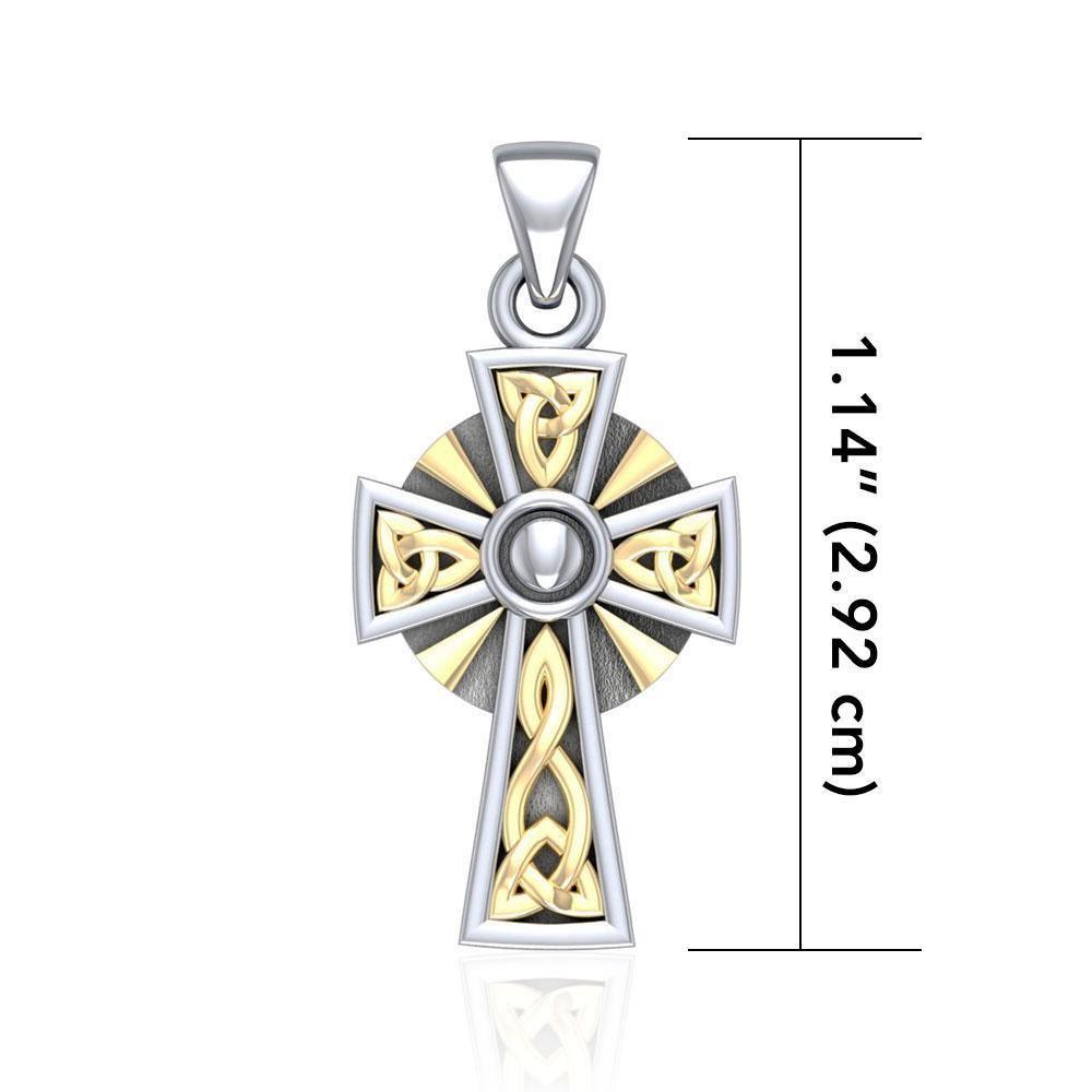 Celtic Cross Silver & 18k gold accents Pendant MPD1806 - Jewelry