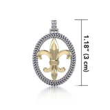 Crowned with Nobility and Spirituality ~ Fleur-de-Lis Braided Silver with 14K Gold Accent Pendant MPD323 - Jewelry