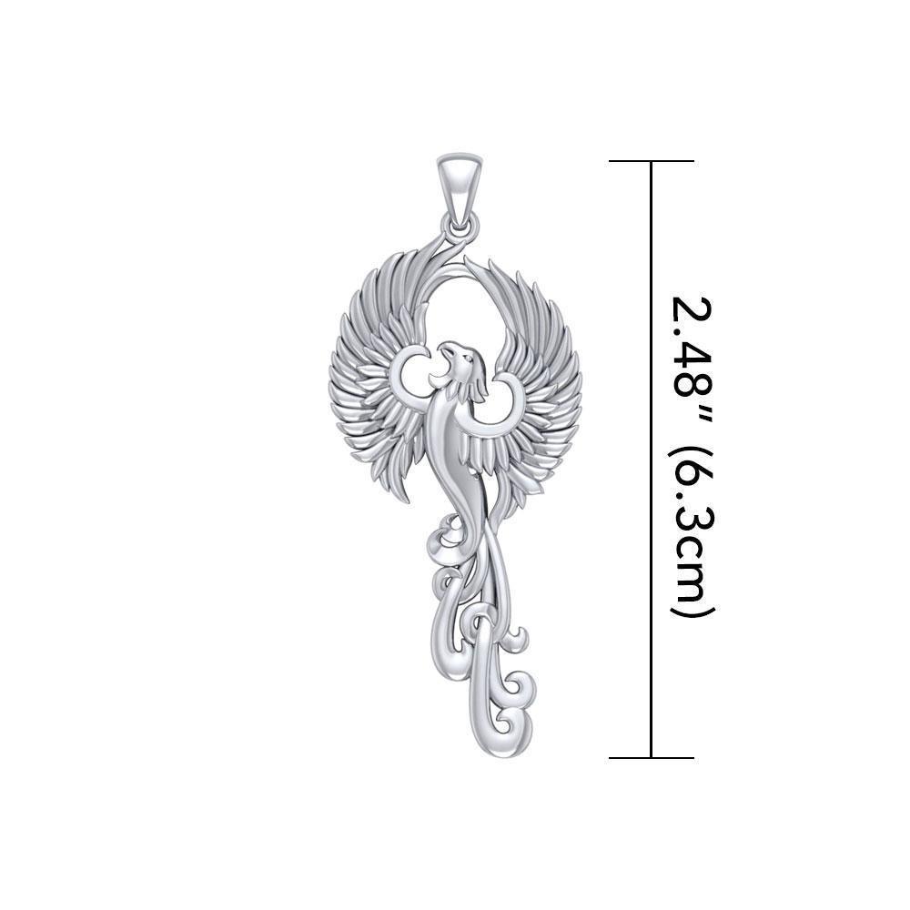 Mighty Fire Bird in the Rise ~ Sterling Silver Pendant TPD2913