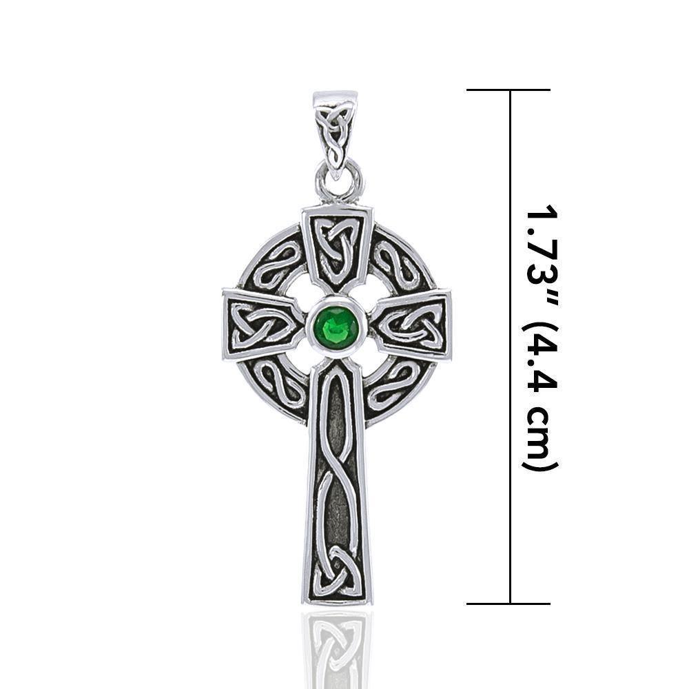 Celtic Cross Sterling Silver with Gemstone Pendant TPD3833